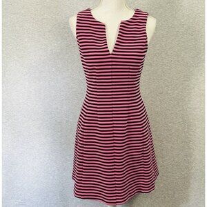 Lilly Pulitzer Dress Womens Small Brielle Pink Ottoman Stripe Fit Flare Rib Knit